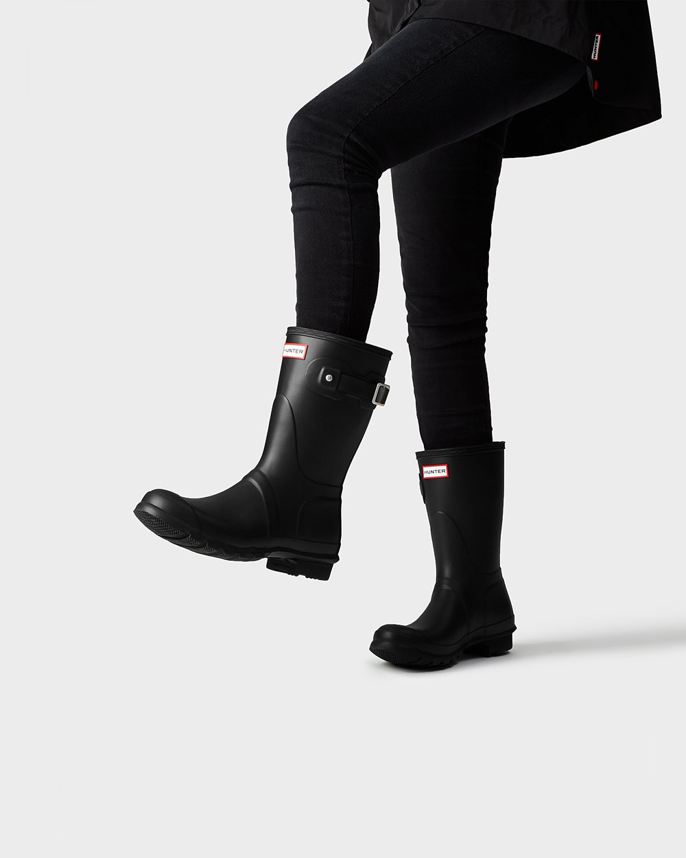 Botas de Lluvia Cortas Hunter Mujer - Original - Negros - UXKBZTJ-97